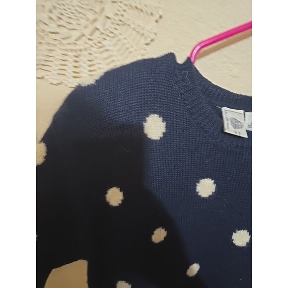 Vtg 90s JH Collectibles Blue Wool Polka Dot Preppy Sweater Womans Size Medium - Picture 3 of 5